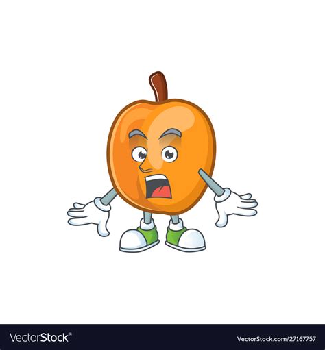 Surprised ripe apricot character mascot cartoon Vector Image