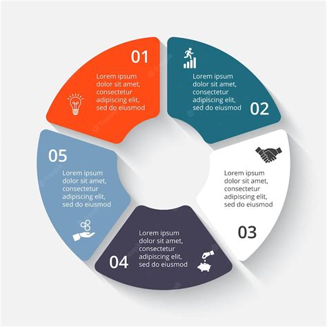 Premium Vector | Circular pie chart divided into 5 colorful sectors. Flat infographic design ...