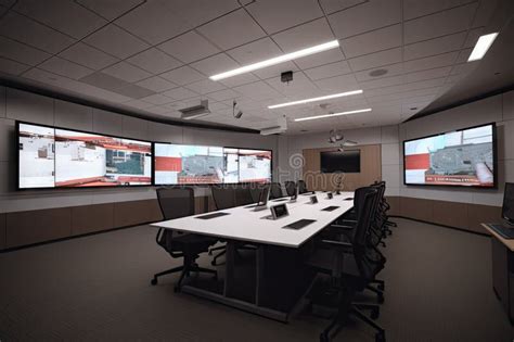 Virtual Conference Room, with Screens and Projectors for Presenting ...