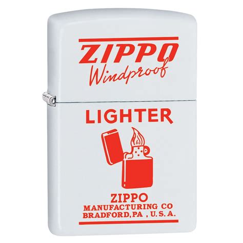 Zippo Lighter: Vintage Ad, Zippo Windproof in Red - White Matte 80466 - Walmart.com - Walmart.com