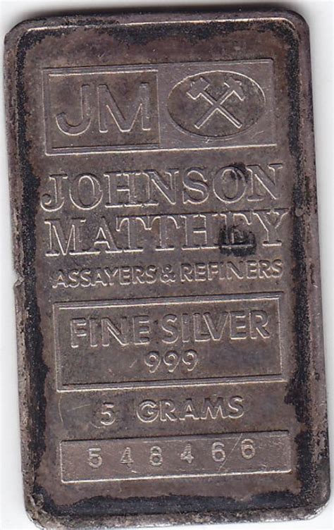 JM Silver Bullion- 5 grams - Fine Silver 999