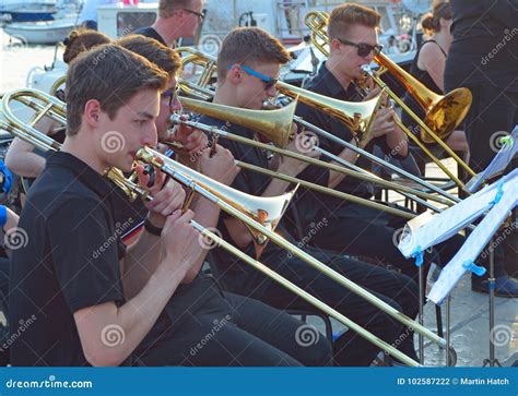 Trombone Players in Brass Band. Editorial Photography - Image of june, croaria: 102587222