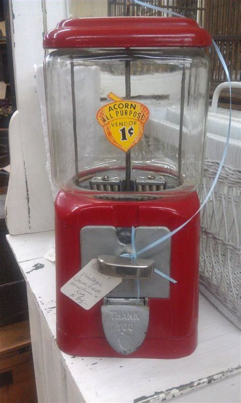 Vintage Acorn Gumball Machine Red With Key: nuts, 1 cent, 40s, glass, metal | Gumball machine ...