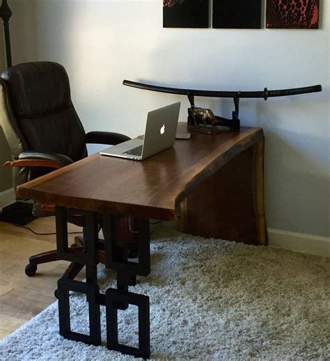 "Live Edge Black Walnut Desk Modern-Artistic Metal Table Leg Included ...