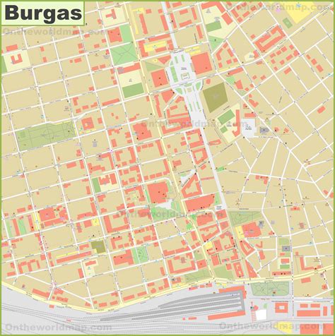 Burgas city center map - Ontheworldmap.com