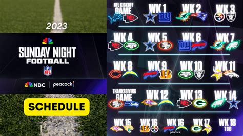 Sunday Night Football Schedule 2023-2024
