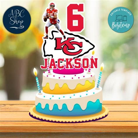 Printable Kansas City Chiefs Birthday Cake Topper Template DIY | Bobotemp