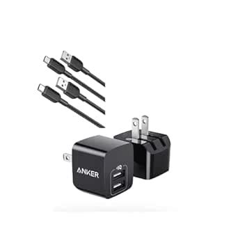 Amazon.com: Anker USB C Cable 2 Pack & 2-Pack 12W Wall Charger -Black ...