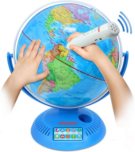 Interactive World Globe with Stand and Smart Pen | Engaging, Colorful Geographic Map for ...