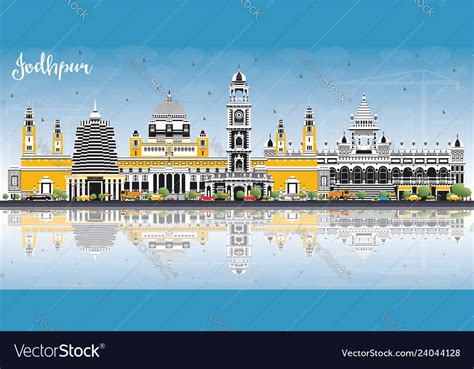 Jodhpur india city skyline with color buildings Vector Image