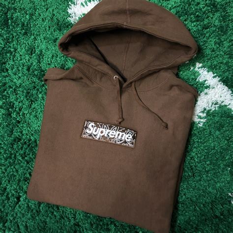 Supreme Bandana Box Logo Hoodie Brown Size Large