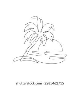 Oasis Island Line Drawing Coconut Palm Stock Vector (Royalty Free) 2285462715 | Shutterstock