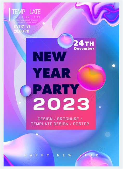 Fluid geometric color gradient 2023 new year party promotional poster template image_picture ...