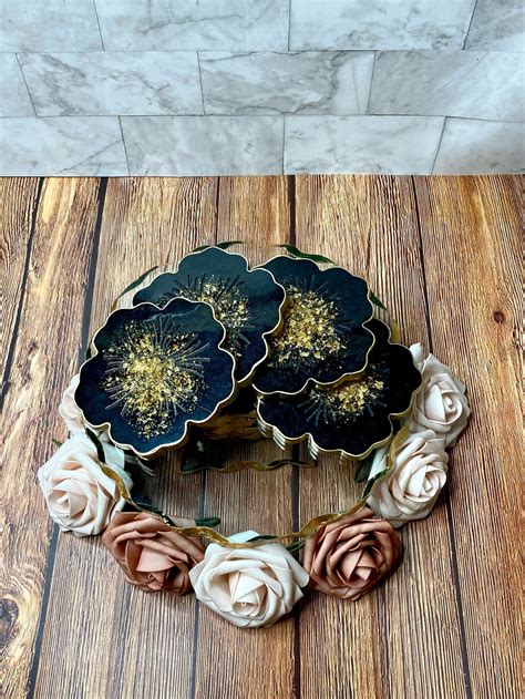 Flower Resin Coasters Flower Shaped Coasters Unique | Etsy