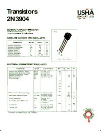 2N3904 Datasheet - General purpose transistor. Collector-emitter voltage: Vceo = 40V. Collector ...