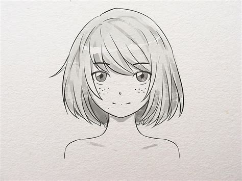 How to Draw Anime or Manga Faces: 15 Steps, cute girl anime half hair ...