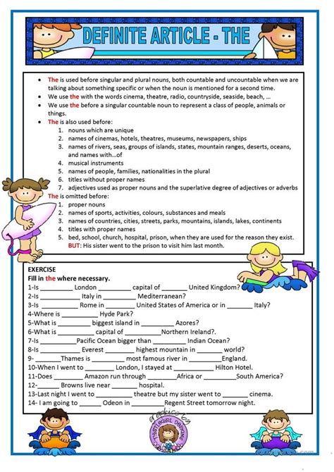 DEFINITE ARTICLE in 2023 | Teaching english grammar, English grammar worksheets, English ...