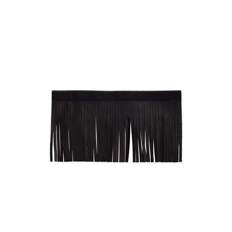 Genuine Leather Upper Saddlebag Fringe - Black