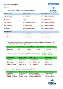 Units of measurement by KNOW Worksheets | TPT