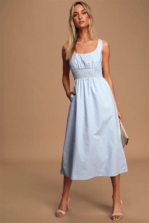 Simplicity is Best Light Blue Sleeveless Midi Dress | Light blue dress ...