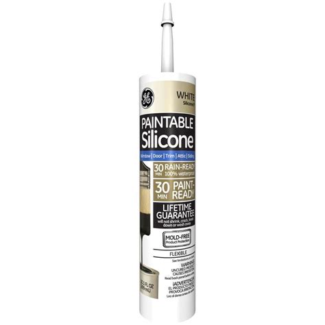 GE Silicone 2+ Paintable Silicone 10.1 oz. White Paintable Caulk-GE7000 ...