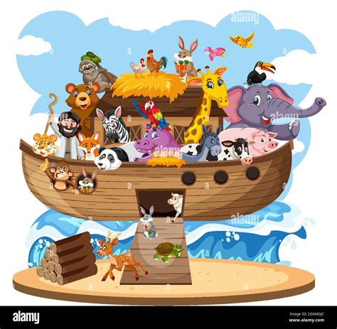 Noah's Ark with Animals isolated on white background illustration Stock Vector Image & Art - Alamy