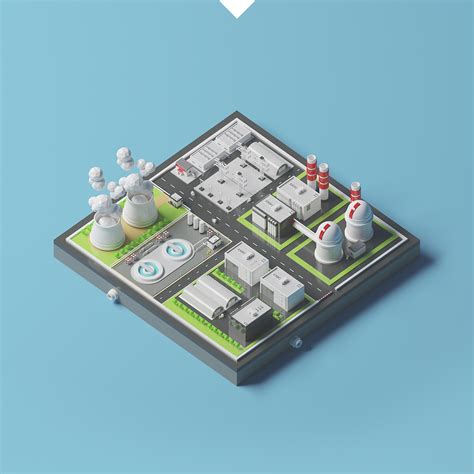 Nuclear plant station LowPoly :: Behance