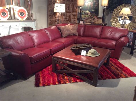 Flexsteel Red Leather Sectional | Red sofa living room, Leather couch ...