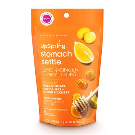 Upspring Stomach Settle Nausea Relief Drops, Lemon Ginger Honey, 28 Ct - DroneUp Delivery