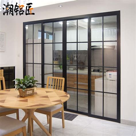 Black Fine border aluminum alloy balcony door bathroom door kitchen sliding door sim… | Living ...