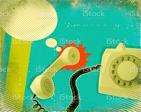 Retro Poster With Old Fashioned Telephone On Antique Paper Texture ...