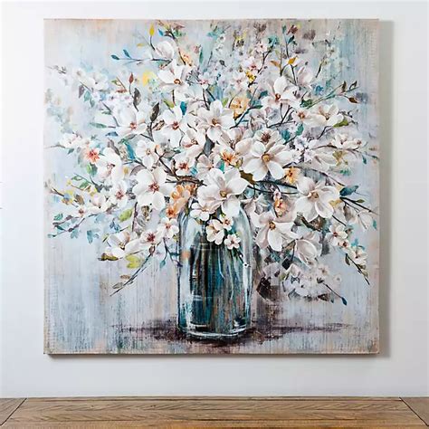 White and Blue Soft Floral Canvas Art Print | Kirklands in 2021 | Unique canvas art, Floral ...