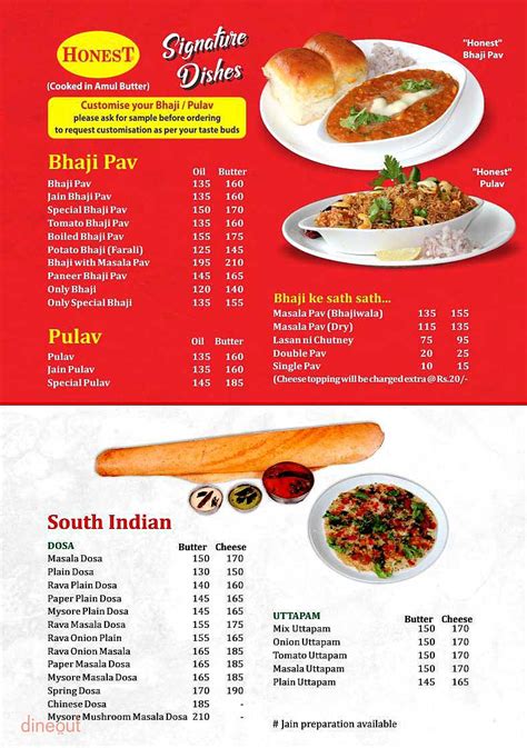 Menu of Honest, Navrangpura, Ahmedabad | Dineout discovery