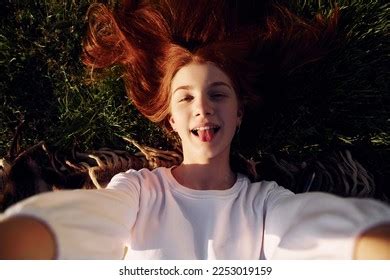 Laying Down Making Selfie Top View Stock Photo 2253019159 | Shutterstock