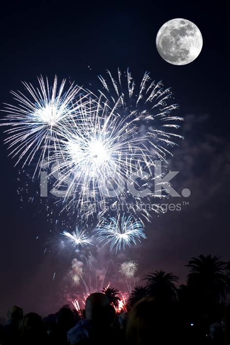 Full Moon And Fireworks Stock Photo | Royalty-Free | FreeImages