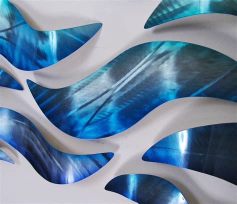 "Aqua Curvee" 46" x 9" Modern Abstract Metal Wall Art Sculpture Decor ...