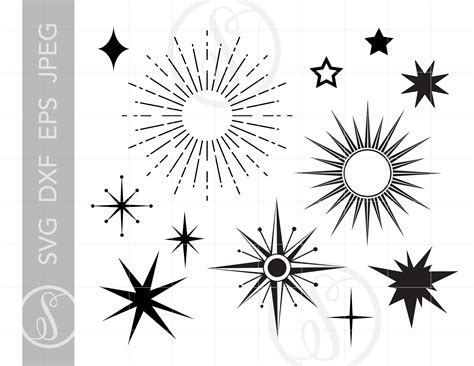 Starburst SVG Downloads Star Cut File Clipart Downloads | Etsy