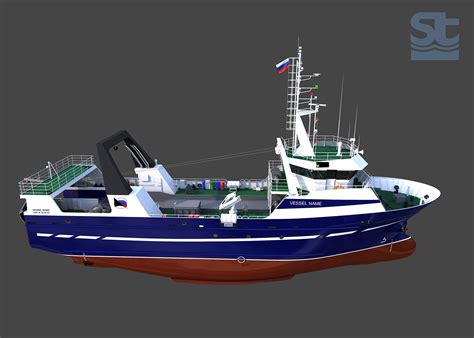 Small fishing trawler. Project T30B - Design. SeaTech ltd