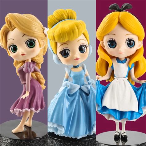 Disney 15cm Q version Snow White Princess Alice Mermaid figure Alice in Wonderland Ariel The ...