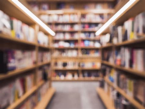 Blur Book Shelf Bookshop Interior Background Stock Image - Image of ...