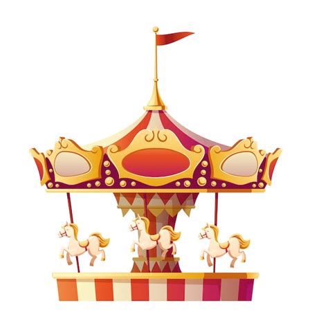 Free Vector | Carousel merry go round with horses isolated.