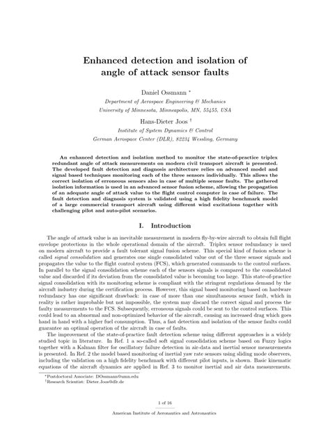 (PDF) Enhanced detection and isolation of angle of attack sensor faults