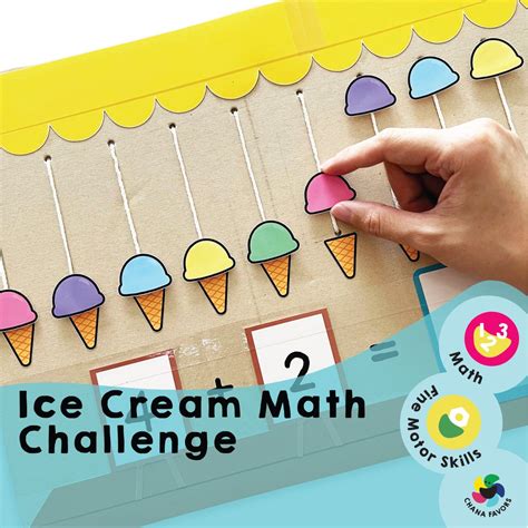 Ice Cream Math Challenge Interactive Printable Game for Kids for Fine ...