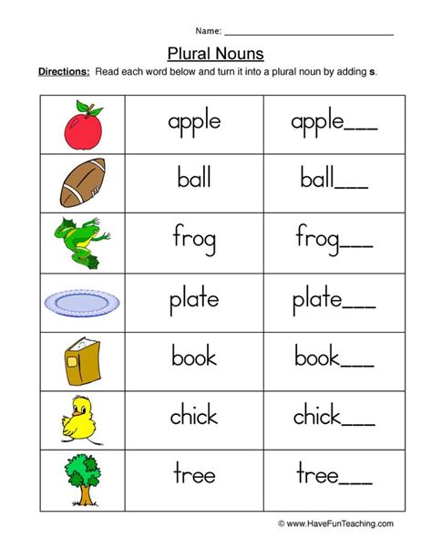 Plural Nouns Worksheets - Have Fun Teaching | Nouns worksheet, Plural nouns worksheet, Plurals