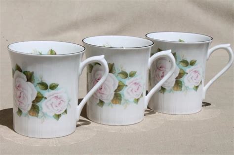 English tea mugs, vintage Royal Minster fine bone china flowered coffee ...