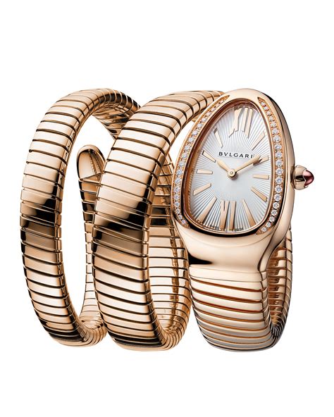 BVLGARI 35mm Serpenti Tubogas Rose Gold Diamond Watch | Neiman Marcus