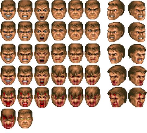 Classic Doomguy HUD Faces [Transparent Background] by SuperNaturalBoden on DeviantArt