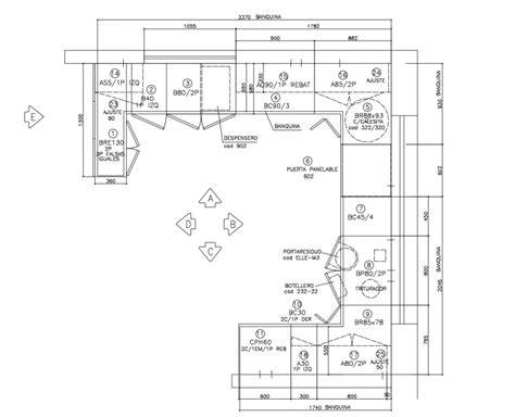 Kitchen top view layout plan with dimensions cad drawing details dwg file - Cadbull