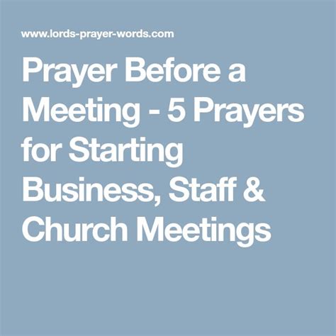 Prayer Before a Meeting - 5 Prayers for Starting Business, Staff & Church Meetings | Opening ...