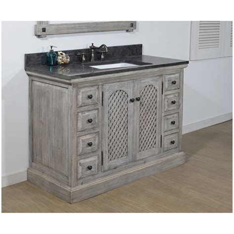 Infurniture Rustic Style 48-inch Bathroom Vanity in Distressed Grey ...